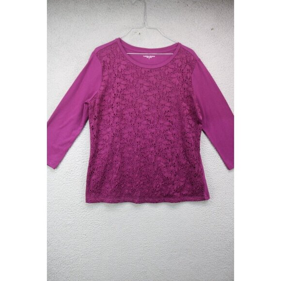 Laura Scott Lace Purple 3/4 Sleeves Top-Size Large - Picture 1 of 8